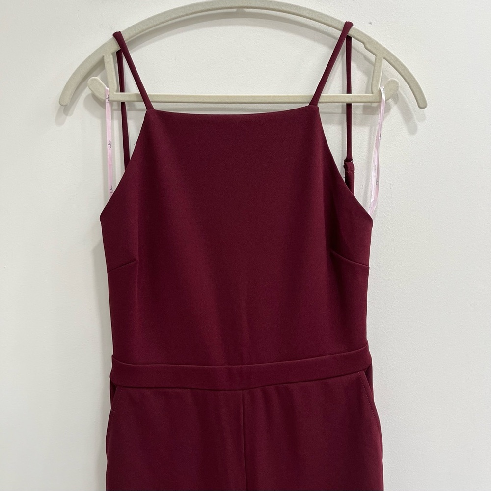 LULU’S Something To Behold Burgundy Jumpsuit Open Back Woman’s Size Medium NWT - Picture 8 of 15